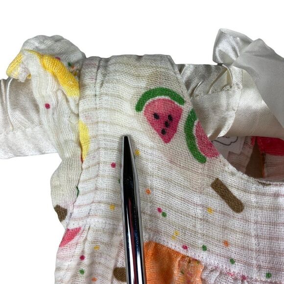 Mud Pie Popsicle Novelty Print Gauzy Muslin Dress Baby Size 0-3 Months White - Picture 5 of 9